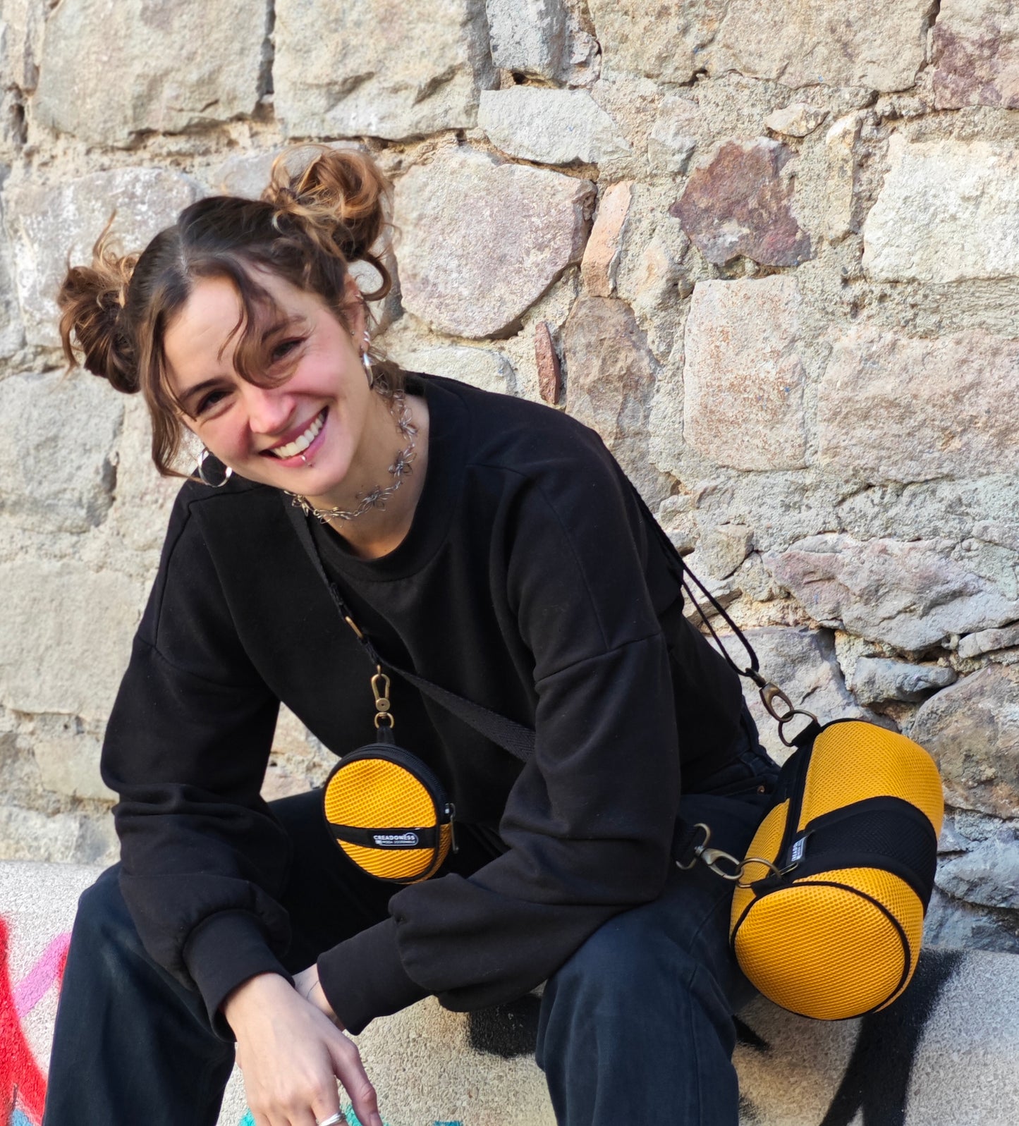 Mini Bolso con Monedero Amarillo-Negro