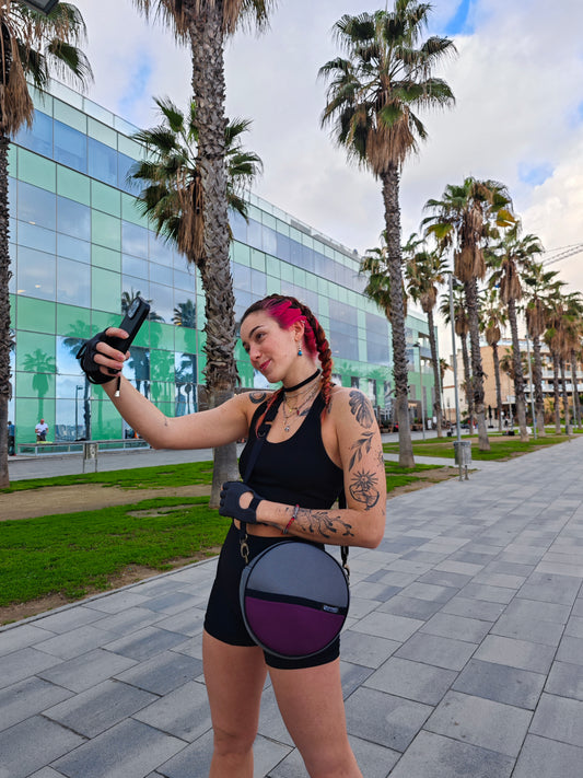 Bolso Circular Gris-Violeta