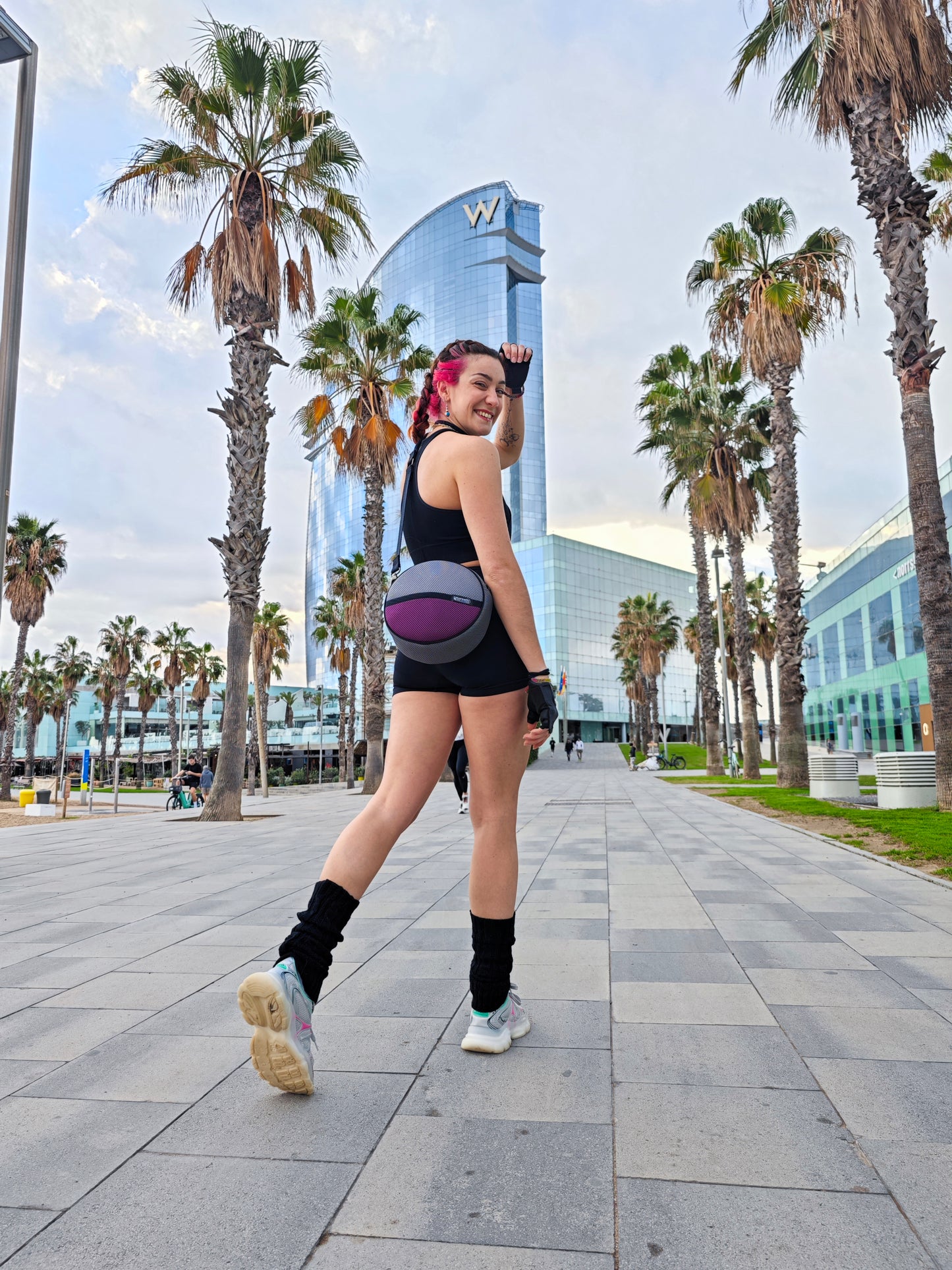 Bolso Circular con Monedero Gris-Violeta