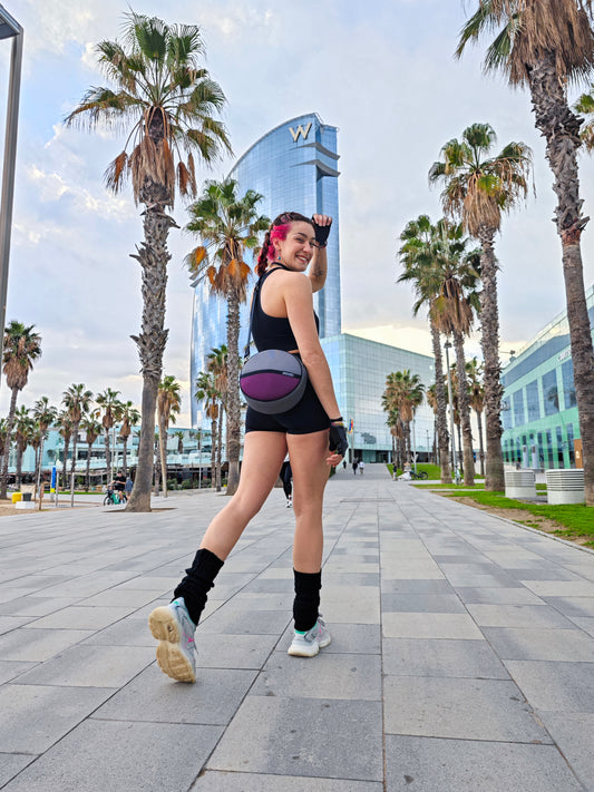 Bolso Circular con Monedero Gris-Violeta