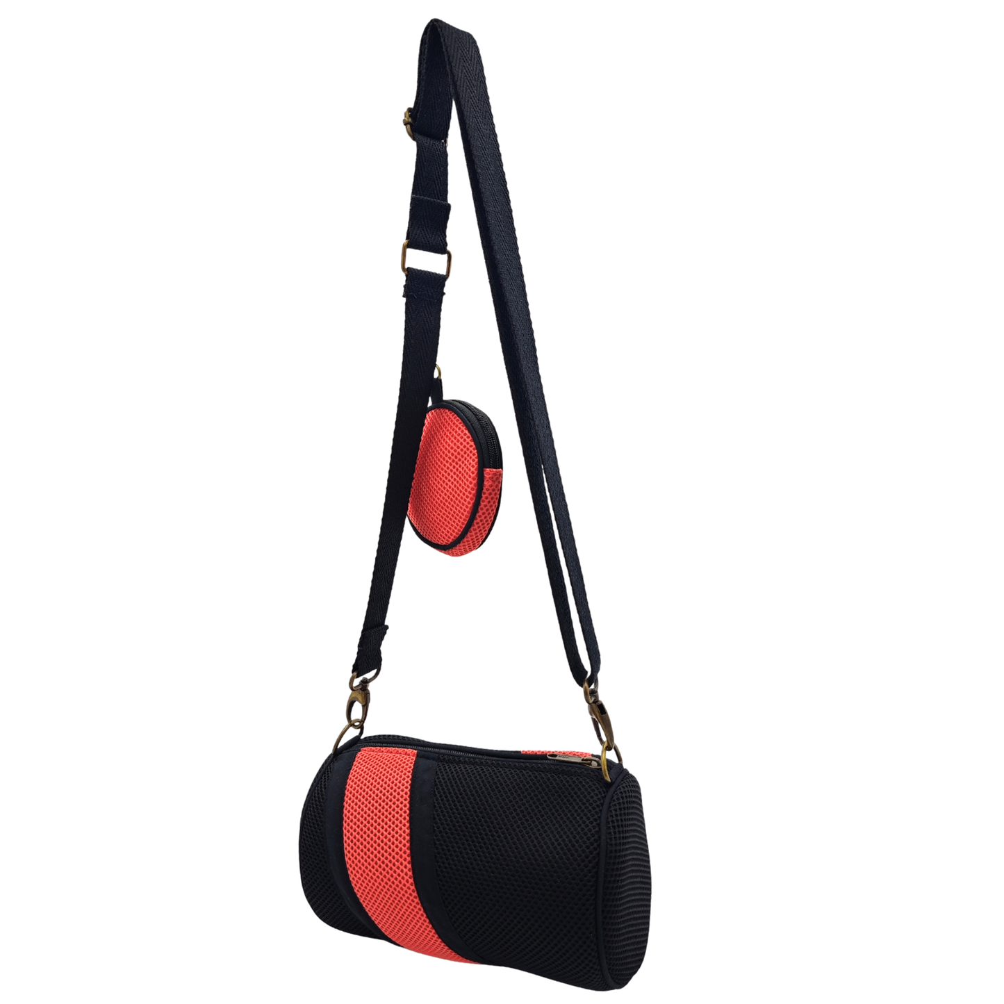 Mini Bolso con Monedero Negro-Salmón