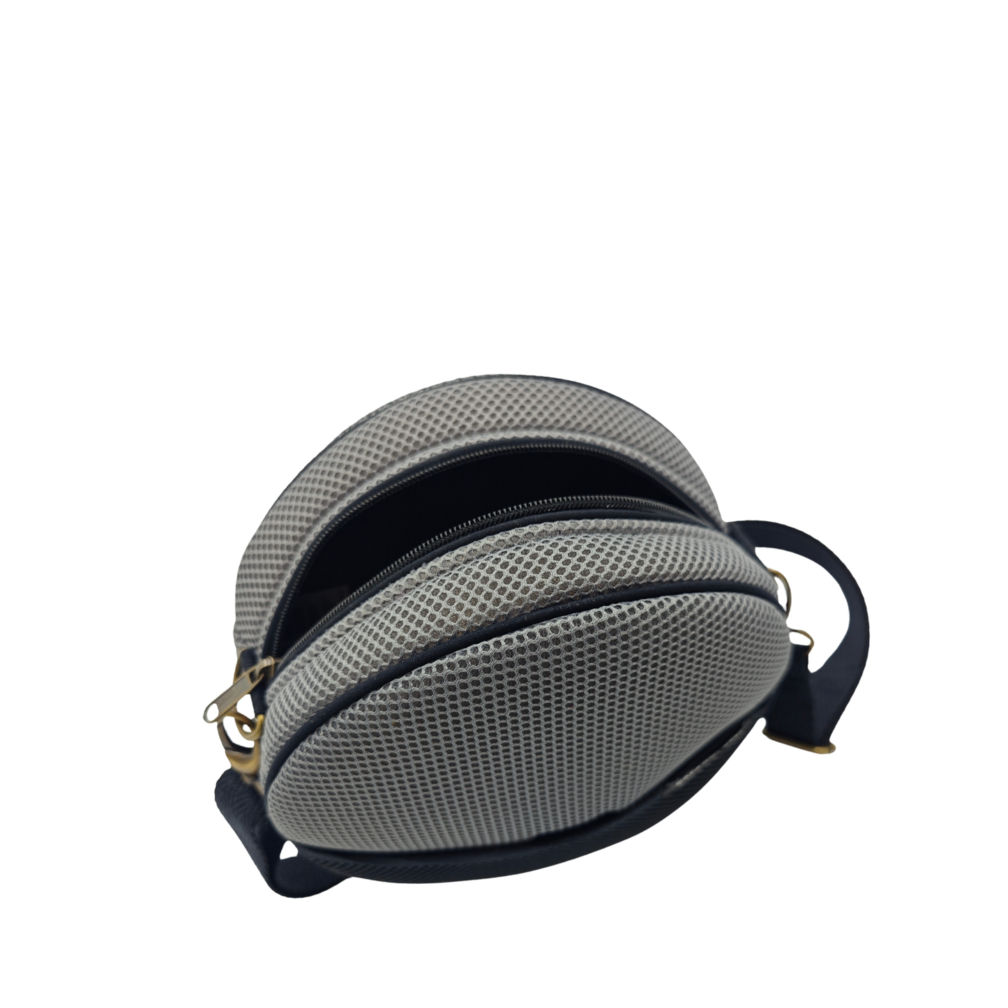 Bolso Circular con Monedero Gris-Negro