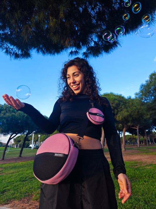 Circular Bag with Pink Purse