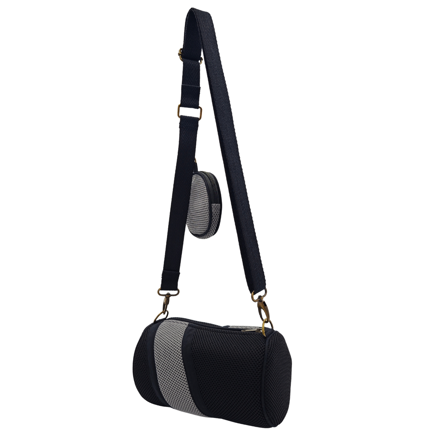 Mini Bolso con Monedero Gris-Negro