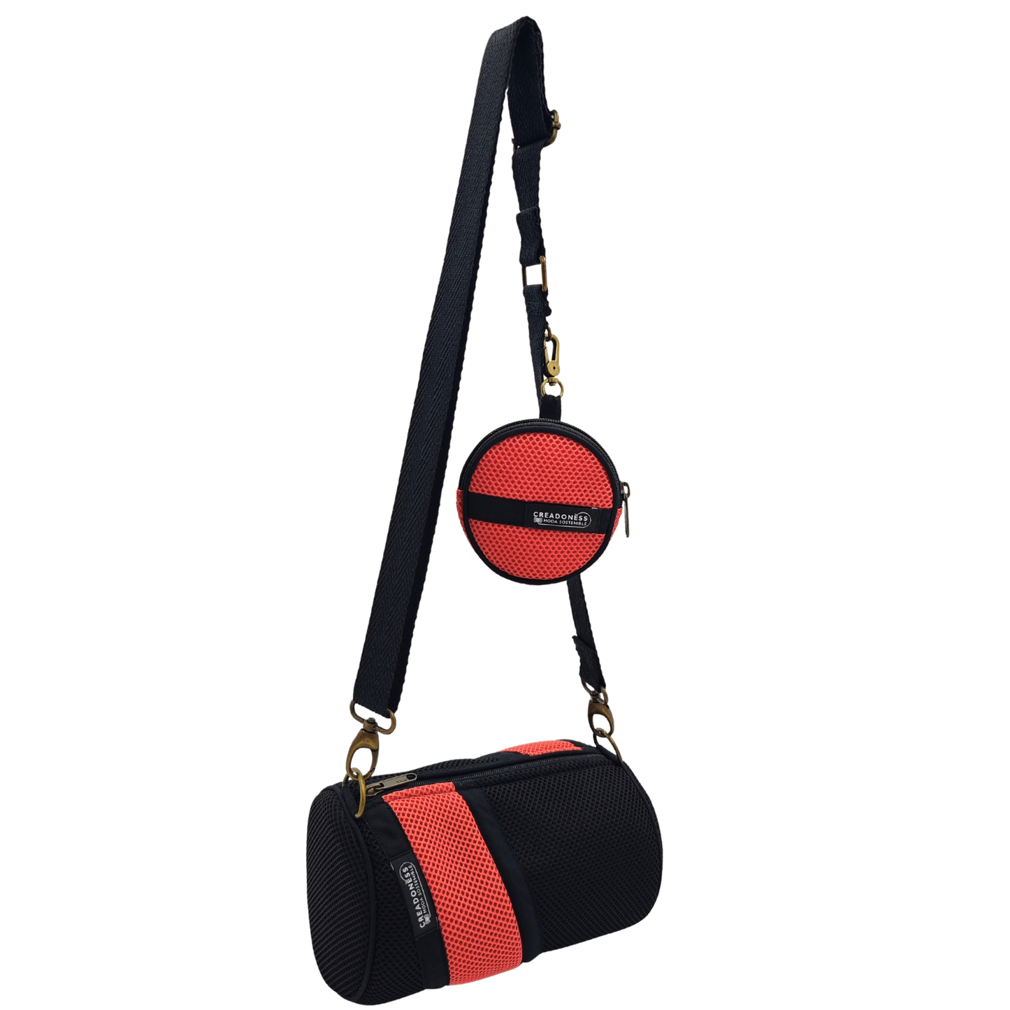 Mini Bolso con Monedero Negro-Salmón