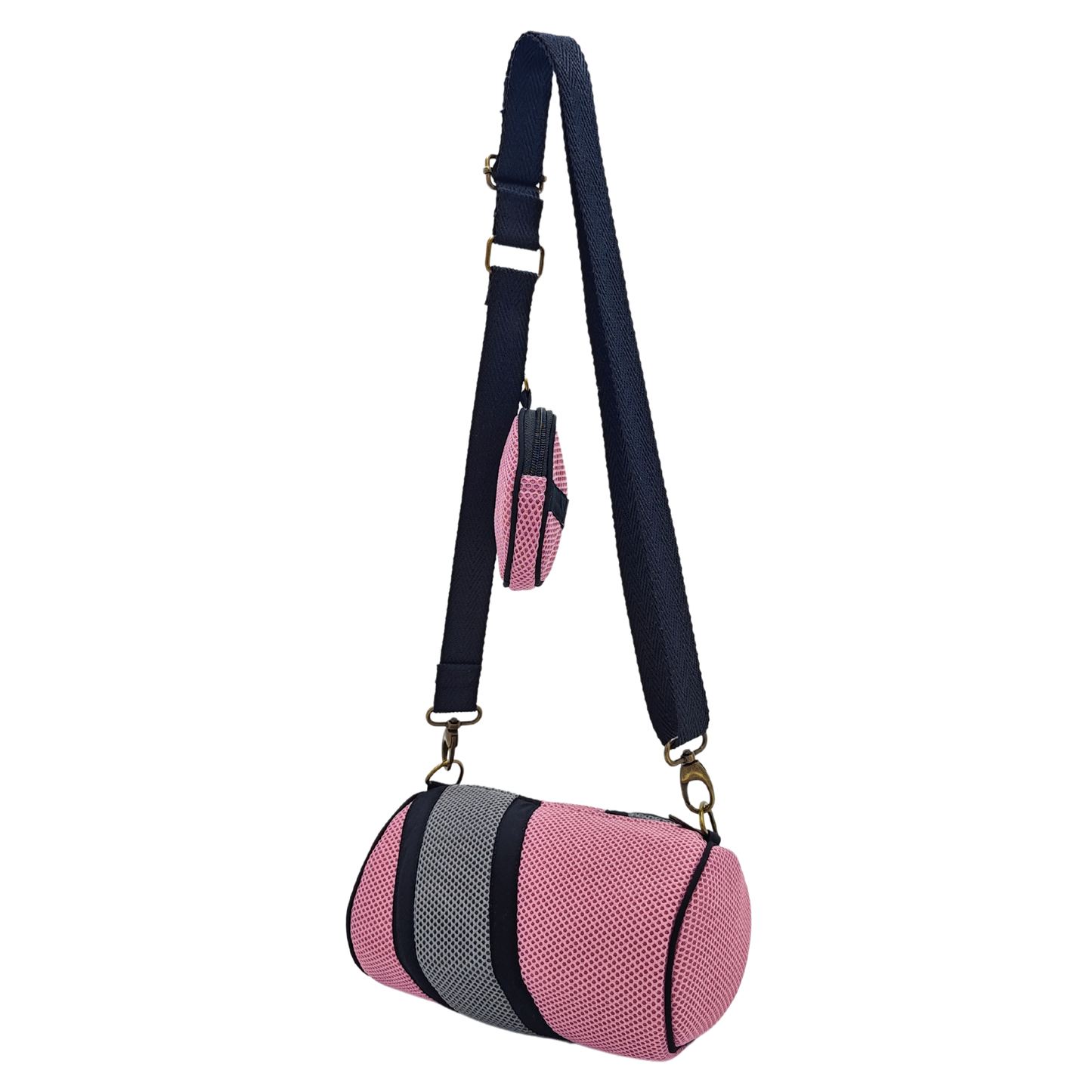 Mini Bolso con Monedero Rosa-Gris