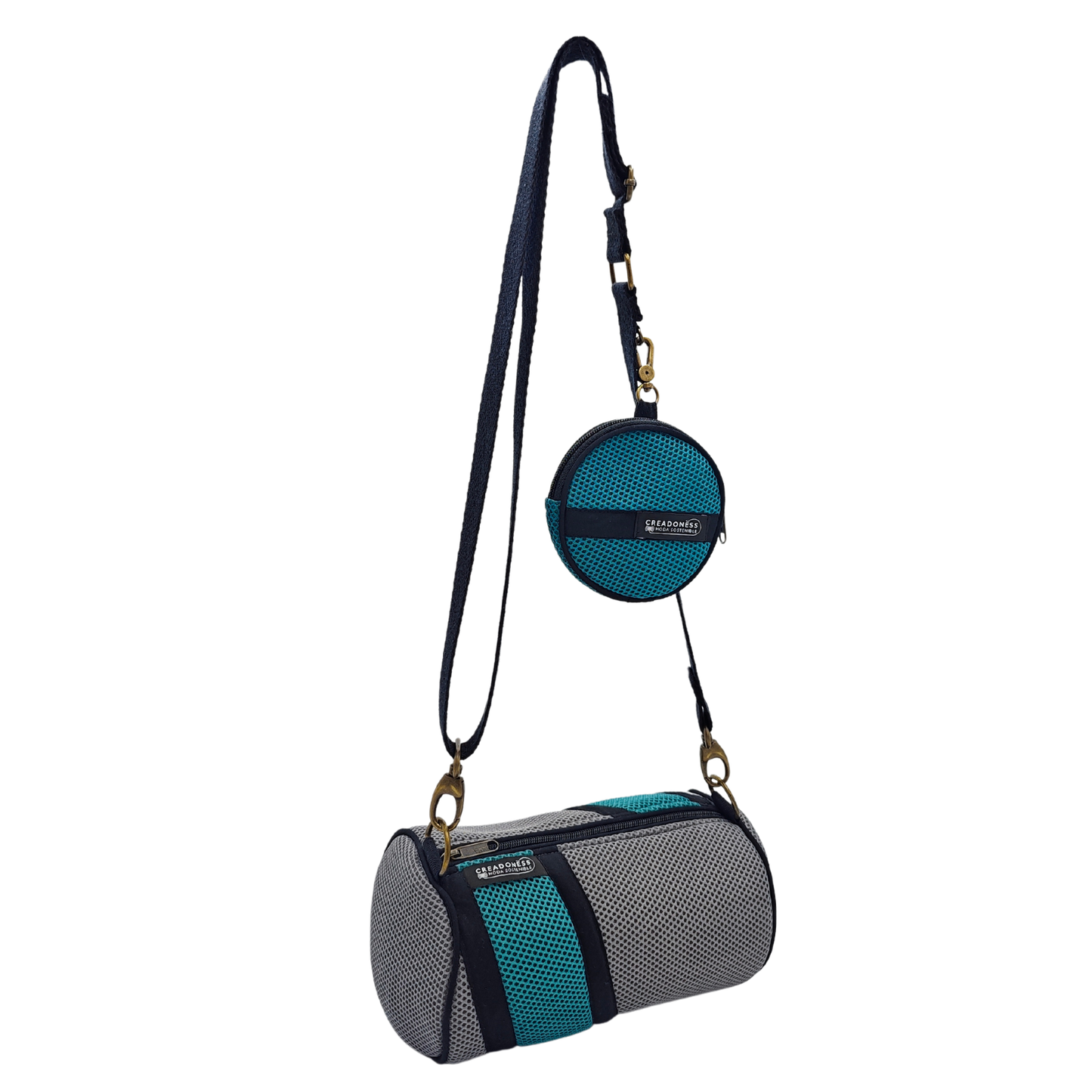 Mini Bolso con Monedero Gris-Verde