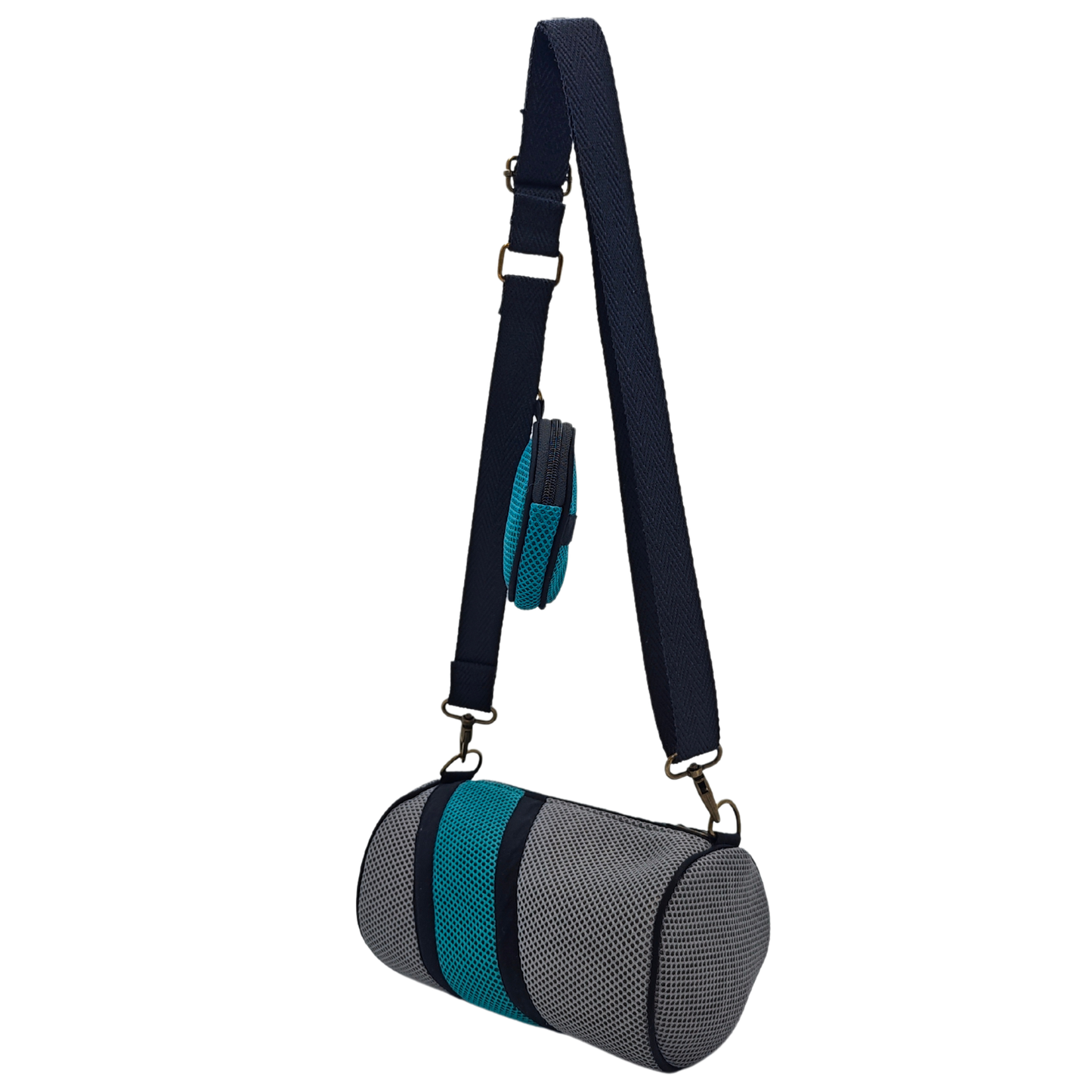 Mini Bolso con Monedero Gris-Verde