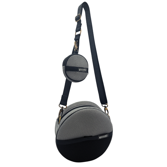 Bolso Circular con Monedero Gris-Negro