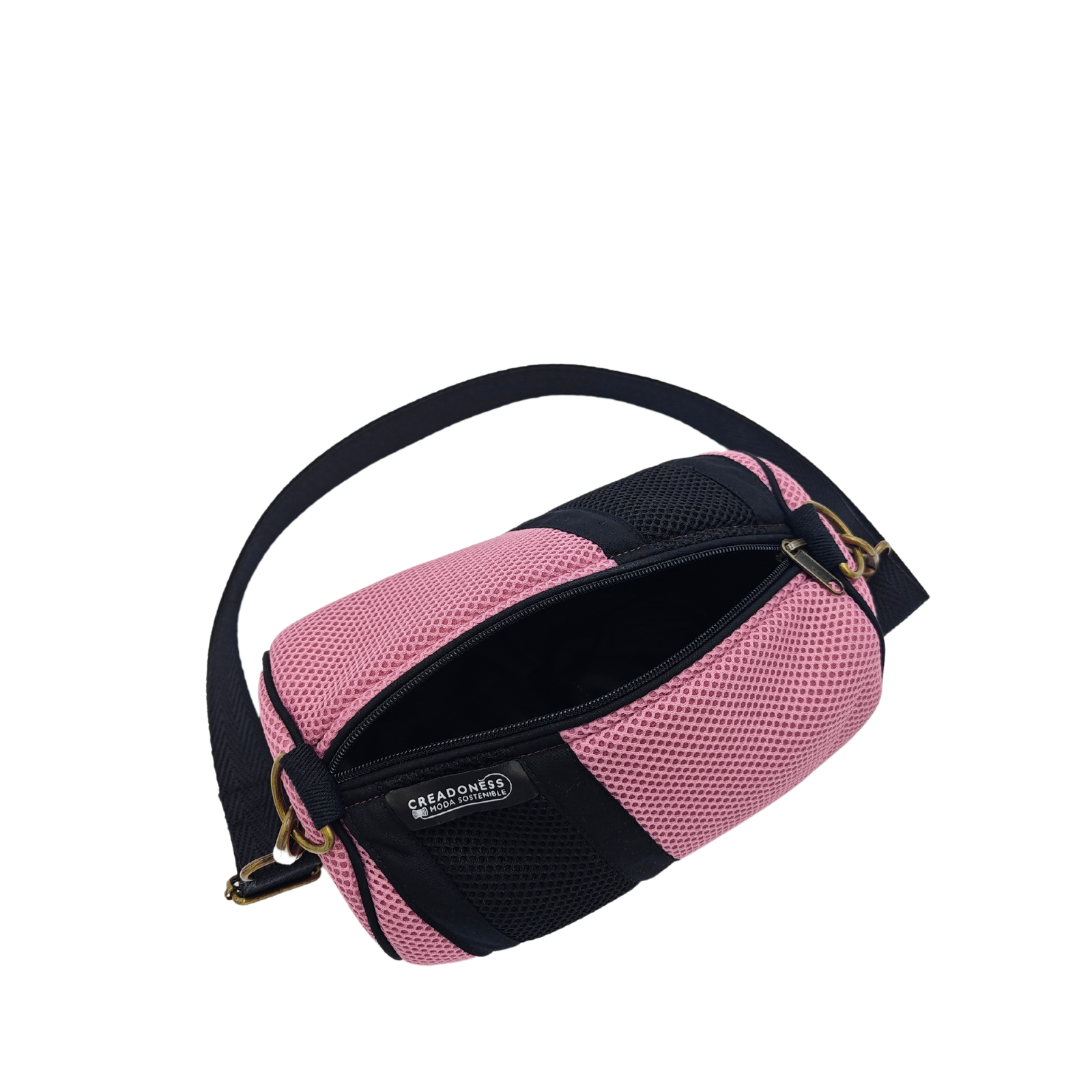 Compra nuestro mini bolso con monedero, hecho a mano con tejido 3D y material reciclado, elaborado artesanalmente por las mujeres del Programa Social de Creadoness.