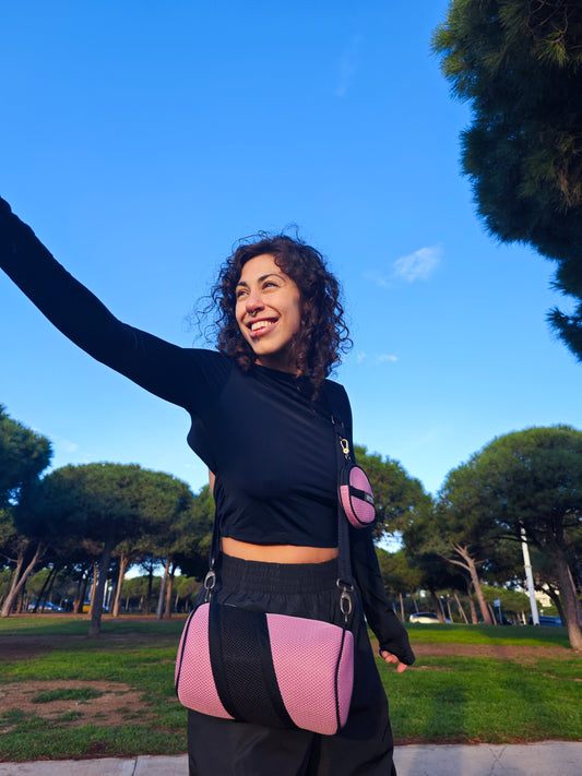 Mini Bolso con Monedero Rosa-Negro